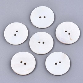 10 Elegant Shell Buttons 25 mm (2.5 cm) Shell Colour Round Two Hole Buttons 2 mm Each Hole - 2 Hole Buttons Shell Button for Sewing, Sewing, Crafting, Jackets, Coat Buttons