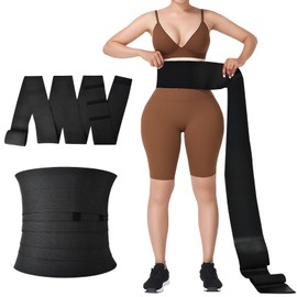 Lisacool Waist Trainer for Women Stomach Bandage Wrap Waist Band Long Torso Tummy Wraps Belly Body Shaper Waist Trimmer Belt Black