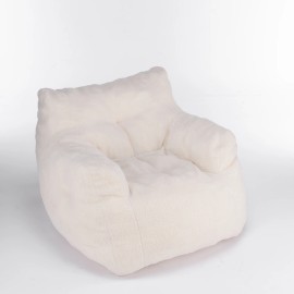 Soft Teddy Fabric Tufted Cotton Eco-Friendly Foldable One Seat Sofa Bed Bean Bag Chair Ivory White for Apartment & Hotel Usecolor: Rice White, size: 110*93*70cm