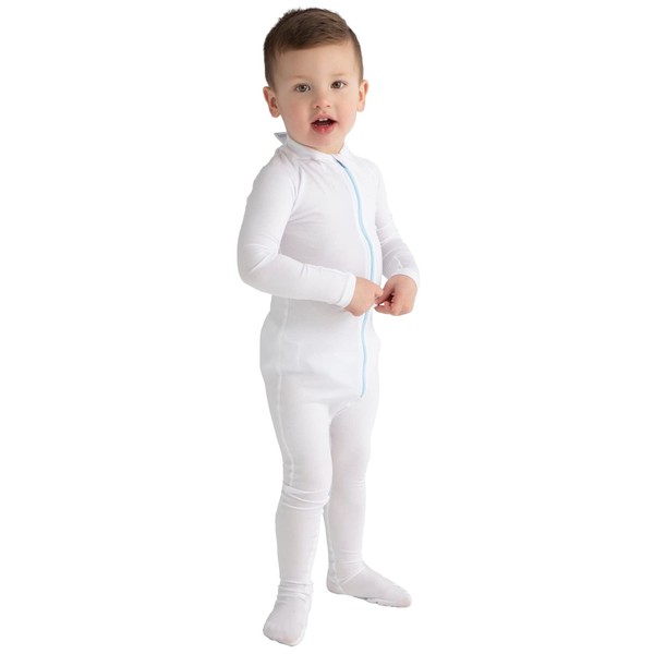 Wrap-E-Soothe Eczema Clothing for Toddlers - White Long Sleeve Bodysuit for Young Kids - Itch Relief, Ultra-Soft, and Eco-Friendly No Zinc or Dyes (3 Years)