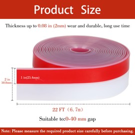 Hokimder Weather Stripping, 2 Inch x 22 FT Weather Stripping Door Seal, Door Draft Stopper, Silicone Seal Strip for Door Under Bottom, Glass Shower Door, Sliding Door and Window, Transparent