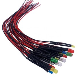 Thsinde 100PCS 12V 3mm LED Lights Emitting Diodes Pre Wired Micro Led Lights Diodes Diffused Colored Lens for Model Assortment Kit