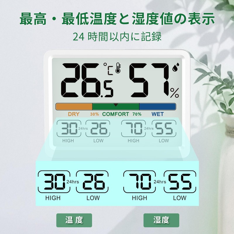 NOKLEAD Thermo-Hygrometer, Digital Thermometer, Hygrometer, Indoor Thermometer, Comfortable Display, Tabletop