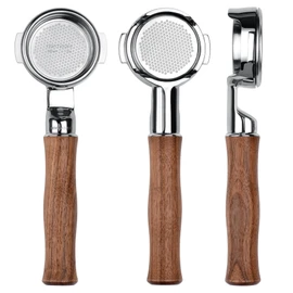 Normcore 58mm Slim Naked Portafilter with 18g Precision High Extraction Basket, Genuine American Walnut Handle Fits 58mm Breville Sage Machines