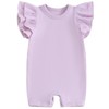 Mubineo Baby Girl Summer Basic Plain Ruffle Sleeve Bubble Romper