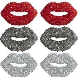 DoDoBeads 6 Pcs Bling Big Lips Junk Case Charms – Mixed Colors Charms for Junk Cases, Resin & Rhinestone Lips Junk Charm with Flat Backs, Easy to Use