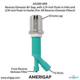 Reverse Osmosis Air Gap with 1/4-inch Push-in Inlet and 3/8-inch Outlet (For All Reverse Osmosis Filters) (AG200-009 AMERIGAP)