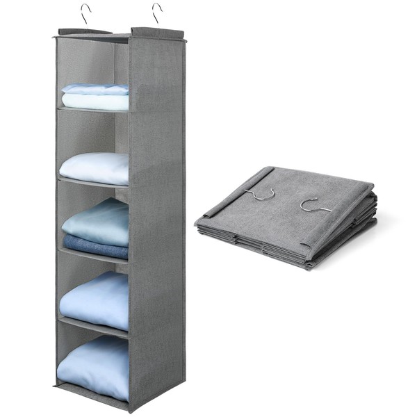 AiQInu Hanging Shelf Wardrobe, Hanging Storage Cupboard Organiser with 5