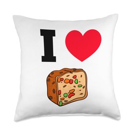 Funny Fruitcake Gifts I Love Christmas Fruitcake Throw Pillow, 18x18, Multicolor