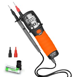 Pen Type Digital Multi meter Electric Tester for AC/DC Voltage,Auto Range Resistance Measurement and Continuity Test with Data Hold Backlight and Flashlight,Orange-GC-38B