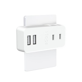 Topland STPP100-WT USB Outlet Power Strip with 2 AC Ports, Mobile Tap, Mini High Output, 180 Degree Rotating Plug, White