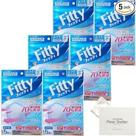 kurahooon 6袋セット タマガワエーザイ フィッティ ブレステック ホワイト ふつう 5枚入 立体 kurahooon マスクケース付き マスク 不織布 呼吸しやすい 耳ゴム 幅広 耳が痛くなりにくい 個包装