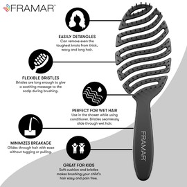 FRAMAR FRAMAR Vent Brush For Curly Hair, Hair Flex Detangler Brush, Womens Hair Brush, Detangling Brush For Curly Hair, Hair Brush For Blow Drying, Hair Brush For Curly Hair, Cepillos Para Cabello
