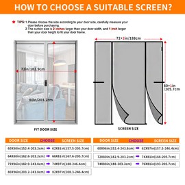 Upgraded Thicker Fiberglass Magnetic Screen Door, Self-Sealing Mesh Door Closure, Double Door Screen Curtain for Sliding Door, Double Opening Door Net Screen (Fit Door Size: 72x96 Inches)