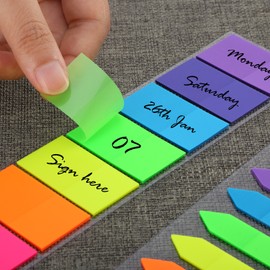 700 Pieces Flags Index Tabs 3 Sizes Sticky Notes Writable Labels Page Marker Bookmarks Text Highlighter Strips, 7 Colors, 5 Set