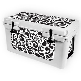 MightySkins (Cooler Not Included) Skin Compatible with RTIC 45 Cooler (2017 Model) - Swirly Black | Protective, Durable, and Unique Vinyl Decal wrap Cover | Easy to Apply | Made in The USA