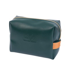 Shiwaki Makeup Bag for Purse PU Vegan Leather Travel Cosmetic Pouch Toiletry Bag for Women Gifts Portable Water-Resistant Daily Storage(Dark green)