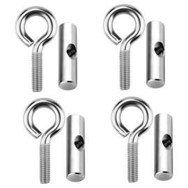 YEWCEP Set of 4 Piping Stoppers 8-10 mm Stopper for Piping Rail Keder Stopper with Carabiner Stainless Steel Piping Rail Accessories Camping Blocking Kit