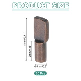 sourcing map 20Pcs Shelf Support Pegs, 5mm Spoon Shape Shelf Support Pins, Metal Support Pegs Holder for Kitchen Cabinet Bookcase (Red Bronze)