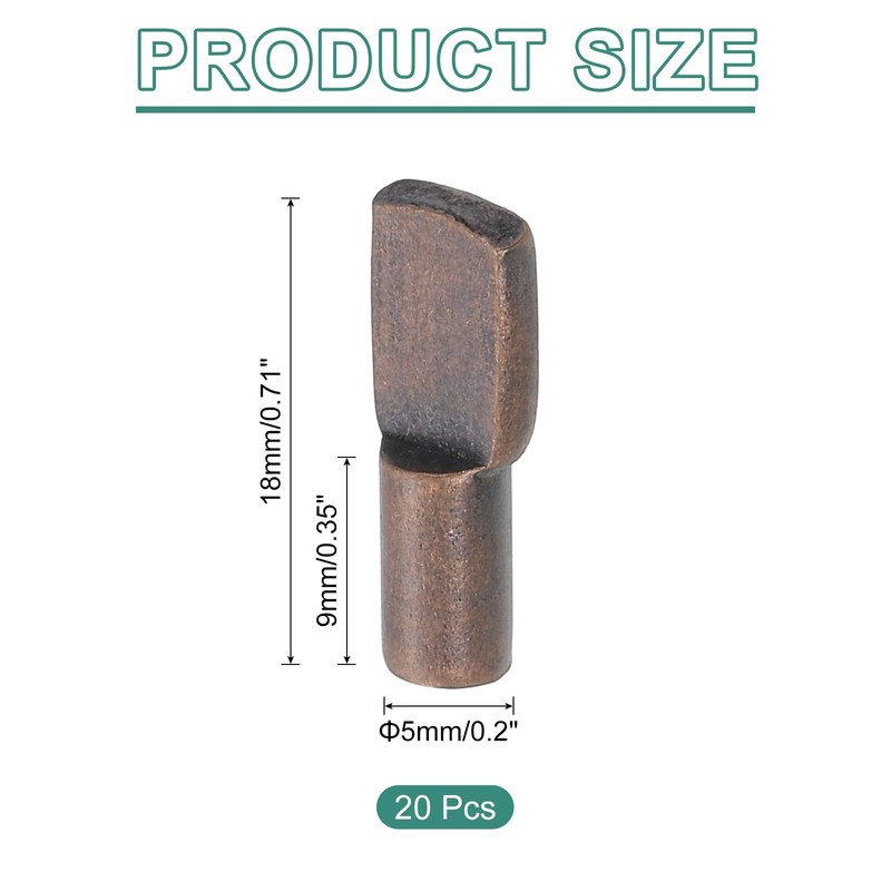 sourcing map 20Pcs Shelf Support Pegs, 5mm Spoon Shape Shelf