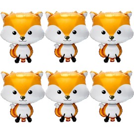 Pack of 6 Fox Foil Balloons, Fox Balloons, Animals Foil Balloons, Forest Animals, Birthday Decoration, Safari Birthday Decoration