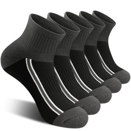 Gonii men ankle socks for men athletic running Cushion Quarter Socks 5 Pairs Grey