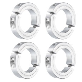 sourcing map 4Pcs Double Split Clamp-On Shaft Collar for 1-1/2" Shaft, Two-Piece Clamping Collar 2-3/8" OD, 9/16" Thickness, Aluminum Alloy Set Screw Split Collar Clamp