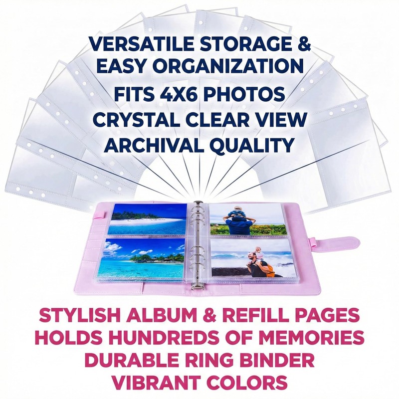 "Photocard Binder – 50 Double-Sided Pages for 3.5x5" Photos, Holds
