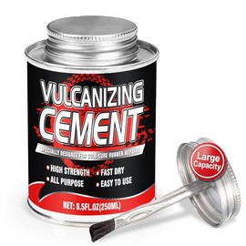 Cemento de vulcanización química – cemento de goma de secado rápido, pegamento de reparación de neumáticos multiusos, kit de parches de neumáticos con cepillo para polvo – 8.5 onzas líquidas para
