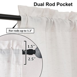 Lecloud Bessie Light Filtering Natural Curtains 2 Pieces Set, Faux Linen Textured Curtain Tiers, Short Window Curtains for Basement Dining Room (Each 30 W x 36 L, 2 Panels Set, Natural)