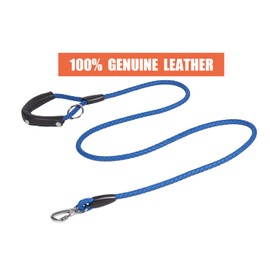 PPEETT 4 FT / 5 FT /6 FT Leather Woven Dog Leash, Heavy Duty Training Leash, Suitable for Running and Walking for Large, Medium and Small Sized Dogs (Blue, 2/5" × 6 FT)