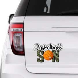 Football Son Sticker, Leopard Print Basketball Vinly Decal for Cars Laptops, Windows, Walls, Fridge, Toilet and More - Sport Theme Stickers 11in