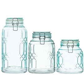 10 Strawberry Street Bleeker Glass Canister, Green, Set of 3