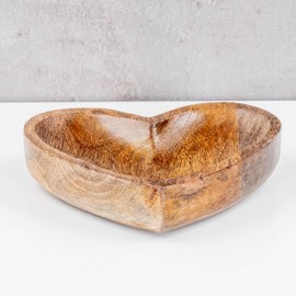 levandeo Wooden Heart Plate 14 x 12 cm Mango Wood Decorative Plate Wooden Bowl Heart Shape Natural Table Decoration Home Decoration