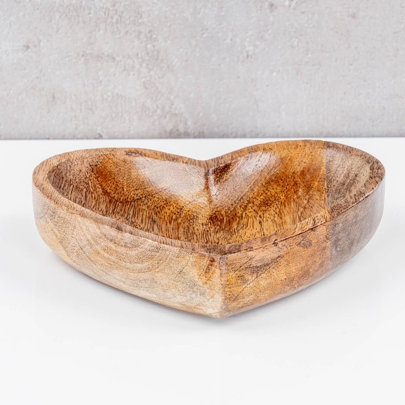 levandeo Wooden Heart Plate 14 x 12 cm Mango Wood
