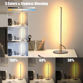 MUMENG LED Table Lamp Minimalist Bedside Lamps, 3-Color Dimmable Corner Light Gold Desk Lamp with Remote Control for Bedroom, Living Room, Office, Reading Room, Night Stands, Kitchen