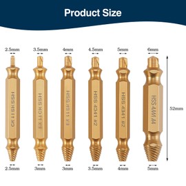 6-Pcs Damaged Screw Remover and Extractor Set, Striped Screw Extractor Set, Damaged Round Screw Remover, Screw Gripper Screw Remover