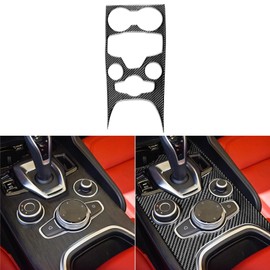 NVCNX Real Premium Carbon Fiber Compatible with Alfa Romeo Giulia 2020-2025 2021 2022 2023 2024 Car Center Console Gear Shift Box Panel Cover Sticker Decal Interior Trim Accessories Black