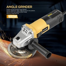 Inequalit Angle Grinder, 4.0-Amp 4-1/2 Inch Corded Angle Grinder, 12000RPM with Grinding and Cutting Wheels, Flap Disc and Auxiliary Handle for Cutting, Grinding, Polishing and Rust Removal