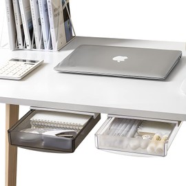 Boxalls [Set of 2] Under Desk Storage Box, Aftermarket Drawers, Mini, Storage Organization, Hidden Drawers, Under Desk, Small Items Organization, Paste Drawers, Double Sided Tape Included (Black, 2 Pieces)