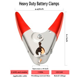 2Pair Battery Booster Clamp 1000A Big Current Heavy Duty Jump Cable Clamp,Mushan Pure Copper Battery Clamps With Parrot Clip (2Pair 4Pcs)