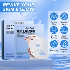 GOGIFTGO GOGIFTGO Collagen Face Mask,Collagen Real Deep Mask,Collagen Mask,Deep Hydrating Anti Wrinkle Lifting Mask,Hydrogel Masks for All Skin Types 34g*4ea