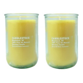 Candlestock Handmade Unscented Beeswax Jar Candle Pairs - Recycled Glass Jars (Tall)