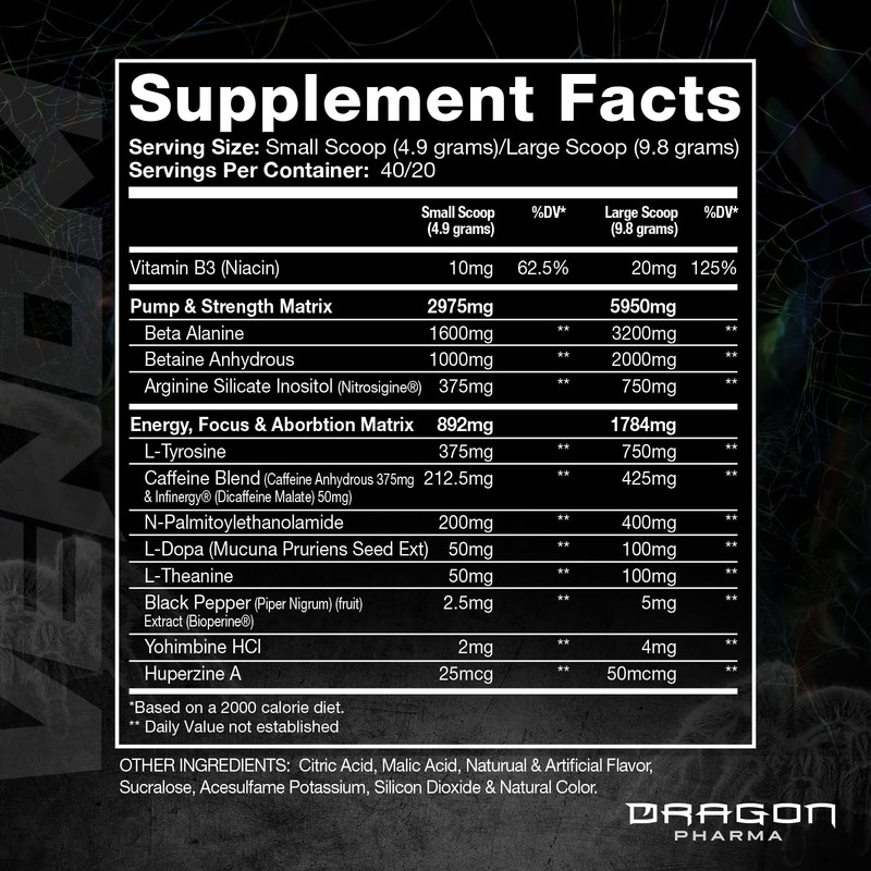 DRAGON PHARMA Venom Extreme Potency Pre-Workout, Laser Sharp Focus +