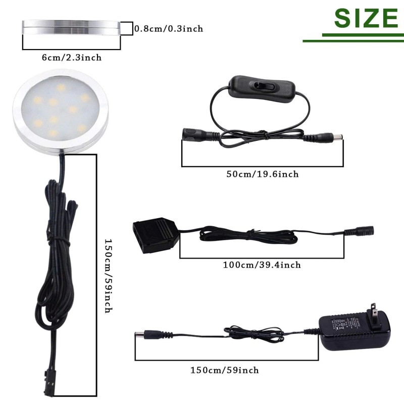 AIBOO 12V LED Under Cabinet Lighting Kit 3 Packs Slim