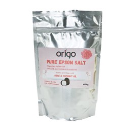 Origo Pure Epsom Salt with Rose Oil (rosa damascena) and Coconut Oil 1KG Best for Good Sleep and Raising Your Body Frequency - Stress Relief - Beauty - Relaxing - Body Care