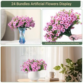 Howngyesimu 24 Bundles Artificial Flowers for Indoor Outdoor Decoration, Pink
