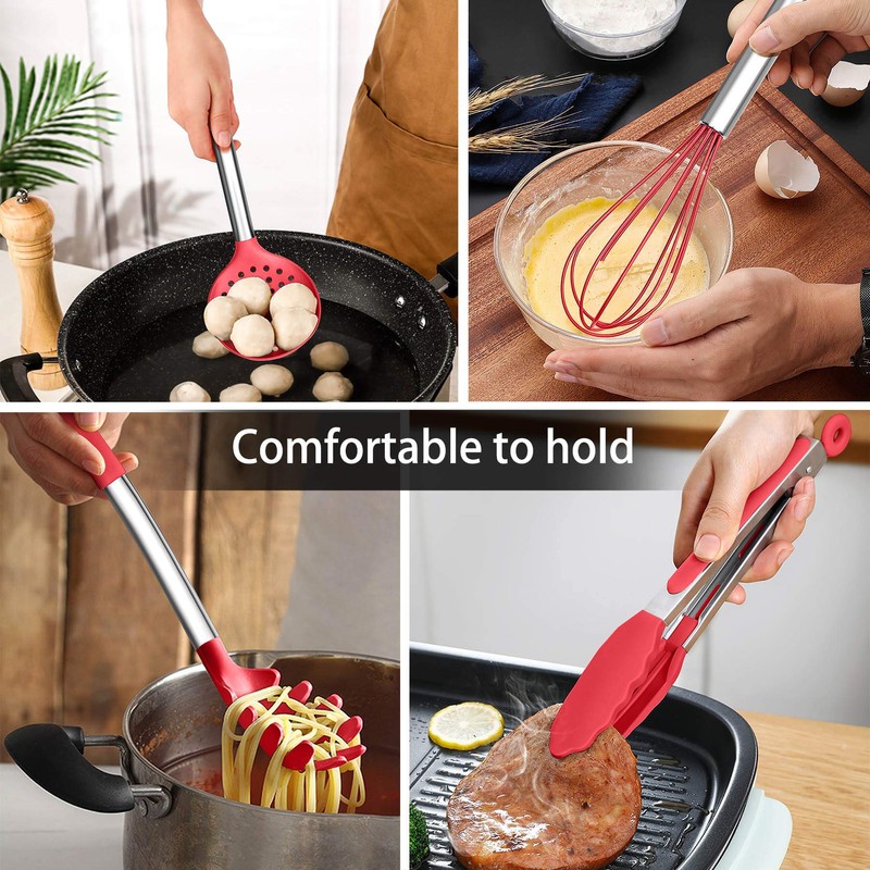 LIANYU 15-Piece Cooking Kitchen Utensils Set with Holder, Silicone Kitchen