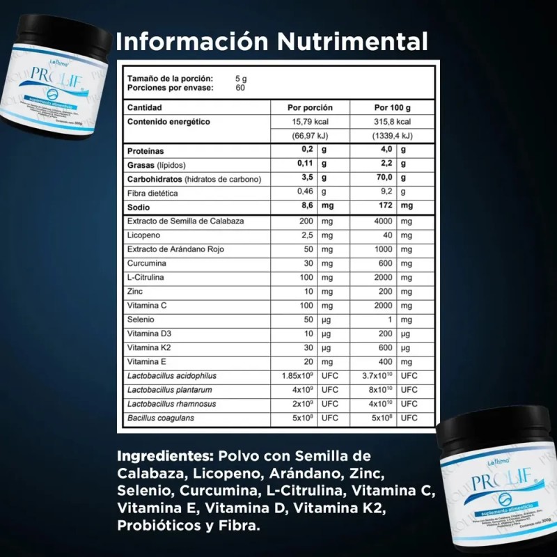 Lethma Prolif Multivitamínico Prostático con Licopeno y Zinc 300g