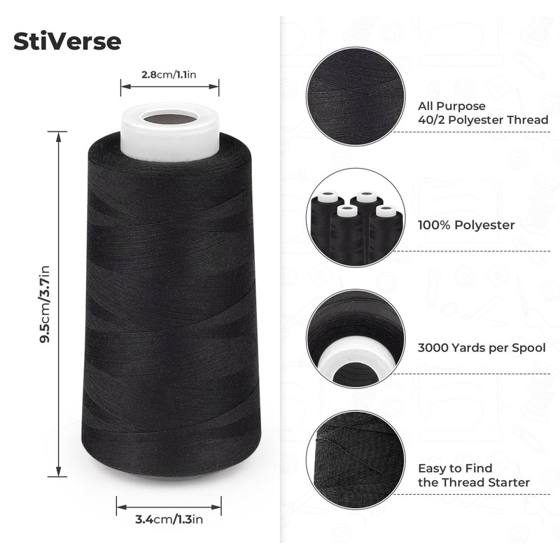 StiVerse Sewing Thread, 4 Pieces, 1750 m Sewing Thread for